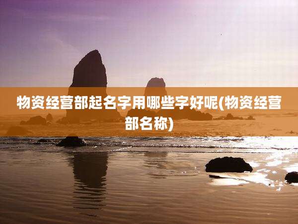 物资经营部起名字用哪些字好呢(物资经营部名称)