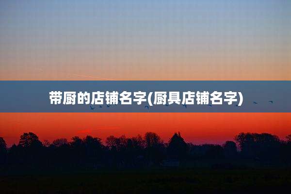 带厨的店铺名字(厨具店铺名字)