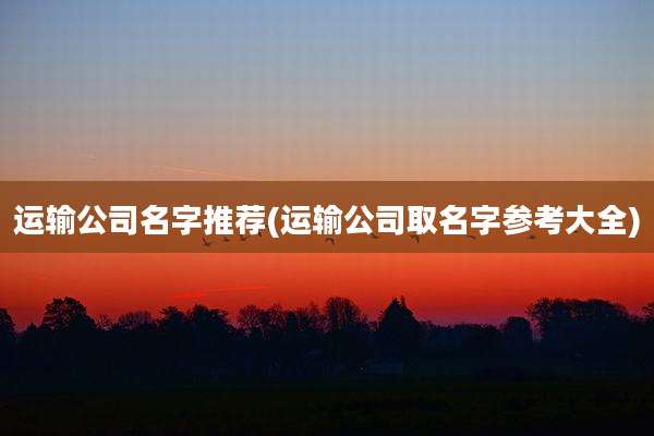 运输公司名字推荐(运输公司取名字参考大全)