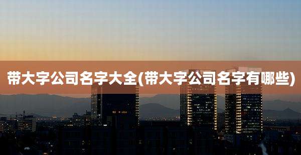 带大字公司名字大全(带大字公司名字有哪些)