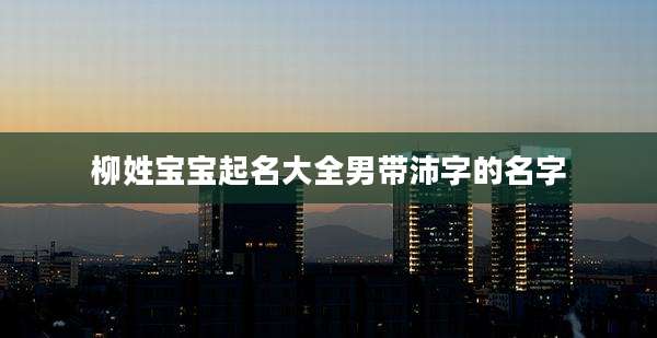 柳姓宝宝起名大全男带沛字的名字