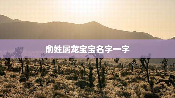 俞姓属龙宝宝名字一字
