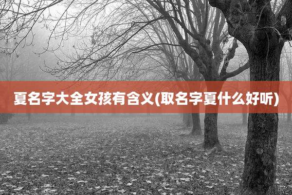 夏名字大全女孩有含义(取名字夏什么好听)
