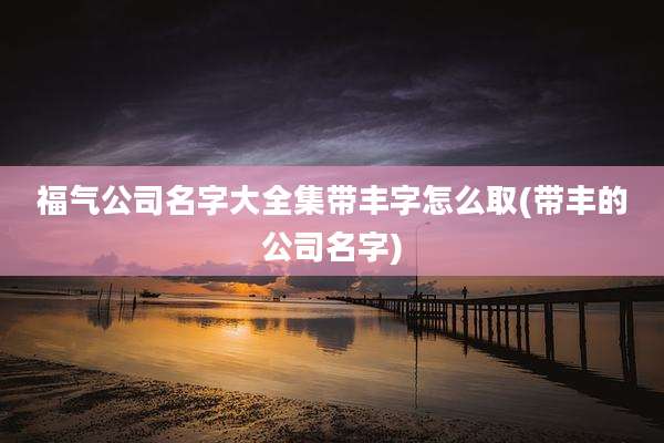 福气公司名字大全集带丰字怎么取(带丰的公司名字)