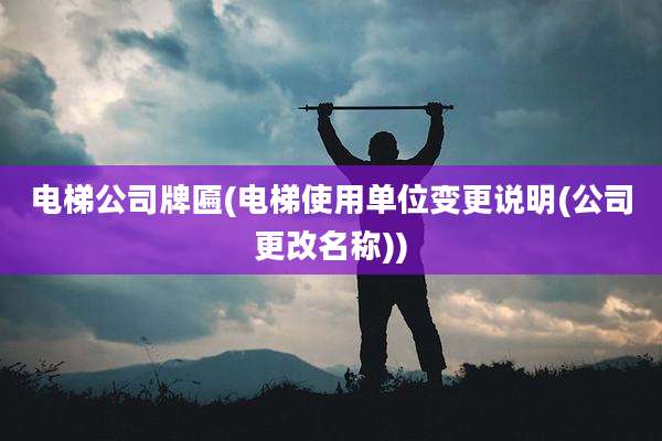 电梯公司牌匾(电梯使用单位变更说明(公司更改名称))