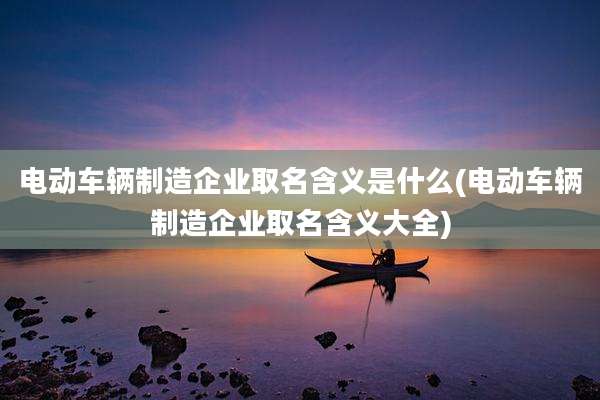 电动车辆制造企业取名含义是什么(电动车辆制造企业取名含义大全)
