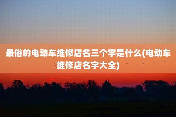 最俗的电动车维修店名三个字是什么(电动车维修店名字大全)