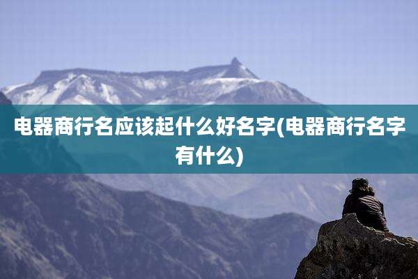 电器商行名应该起什么好名字(电器商行名字有什么)