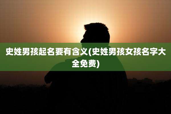 史姓男孩起名要有含义(史姓男孩女孩名字大全免费)
