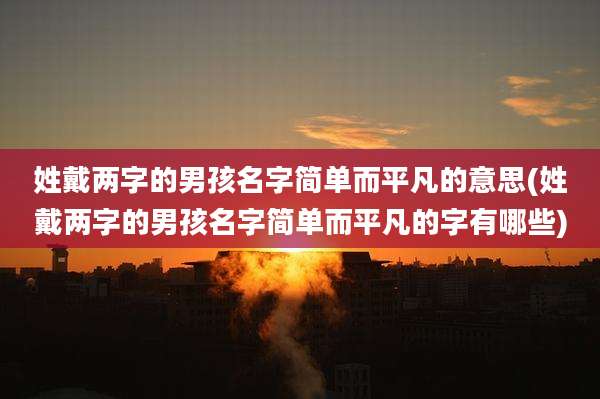 姓戴两字的男孩名字简单而平凡的意思(姓戴两字的男孩名字简单而平凡的字有哪些)