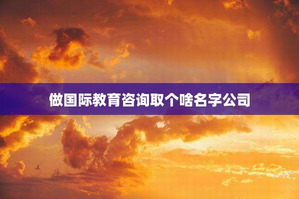 做国际教育咨询取个啥名字公司