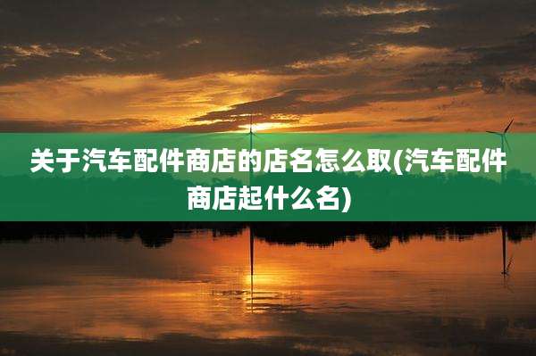 关于汽车配件商店的店名怎么取(汽车配件商店起什么名)