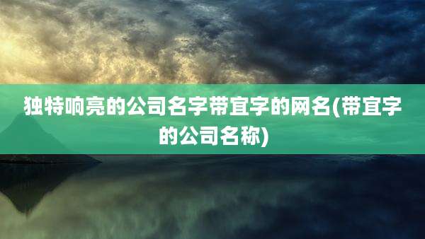 独特响亮的公司名字带宜字的网名(带宜字的公司名称)