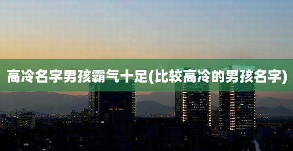 高冷名字男孩霸气十足(比较高冷的男孩名字)