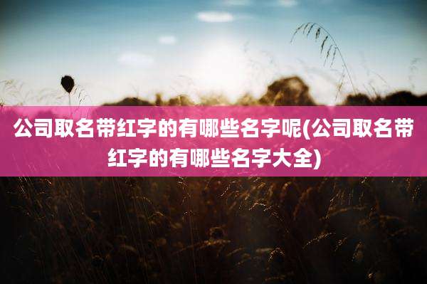 公司取名带红字的有哪些名字呢(公司取名带红字的有哪些名字大全)
