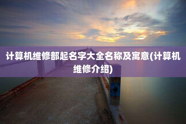 计算机维修部起名字大全名称及寓意(计算机维修介绍)