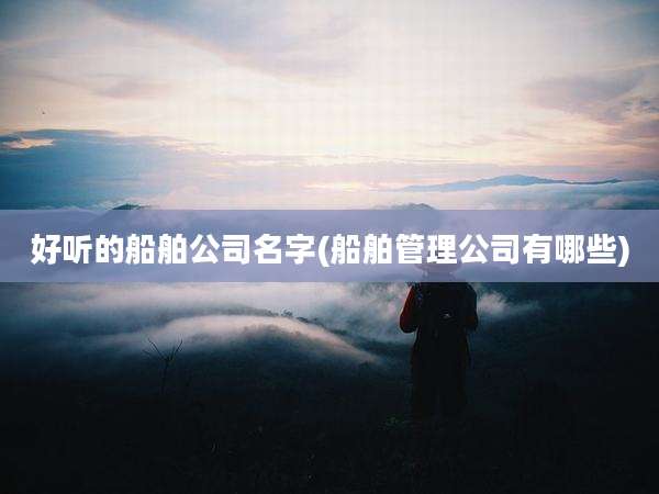好听的船舶公司名字(船舶管理公司有哪些)