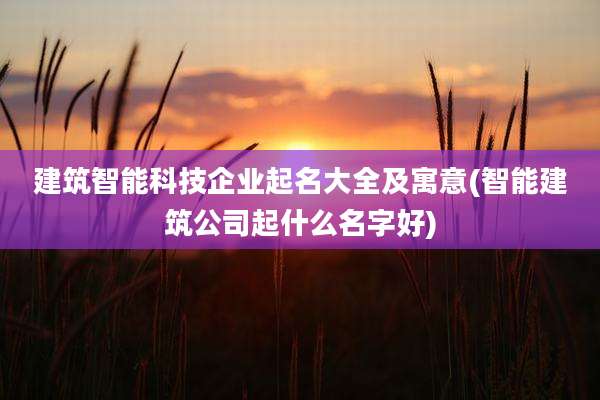建筑智能科技企业起名大全及寓意(智能建筑公司起什么名字好)
