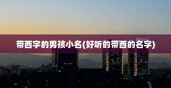 带西字的男孩小名(好听的带西的名字)