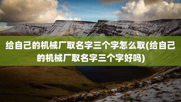 给自己的机械厂取名字三个字怎么取(给自己的机械厂取名字三个字好吗)
