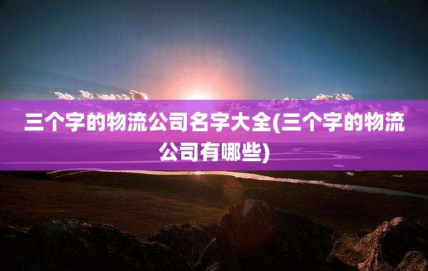 三个字的物流公司名字大全(三个字的物流公司有哪些)