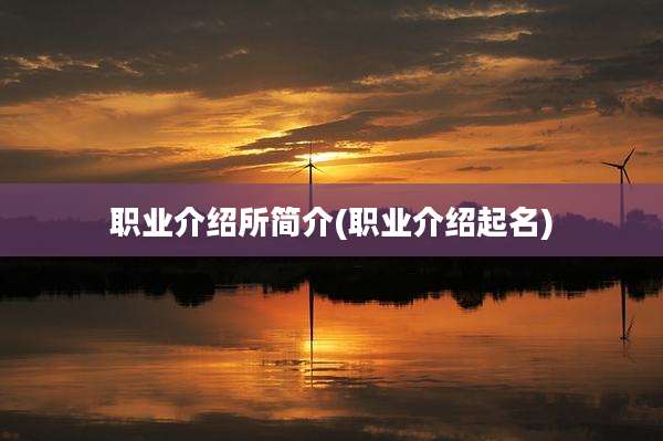 职业介绍所简介(职业介绍起名)