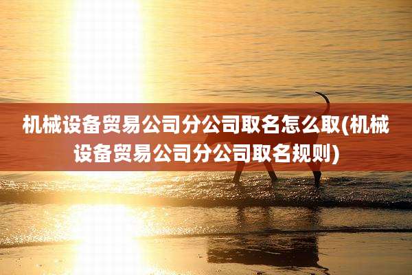 机械设备贸易公司分公司取名怎么取(机械设备贸易公司分公司取名规则)