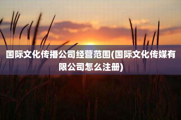 国际文化传播公司经营范围(国际文化传媒有限公司怎么注册)