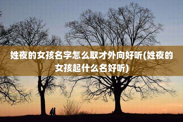 姓夜的女孩名字怎么取才外向好听(姓夜的女孩起什么名好听)