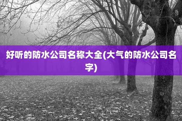 好听的防水公司名称大全(大气的防水公司名字)