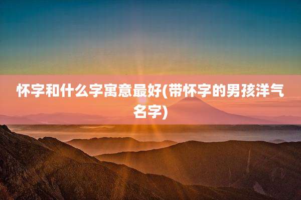 怀字和什么字寓意最好(带怀字的男孩洋气名字)