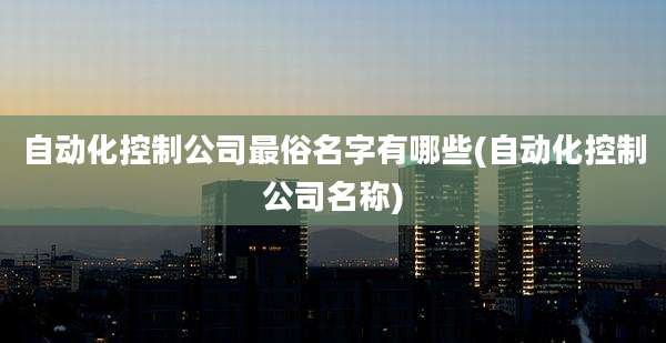 自动化控制公司最俗名字有哪些(自动化控制公司名称)