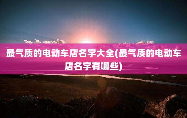 最气质的电动车店名字大全(最气质的电动车店名字有哪些)