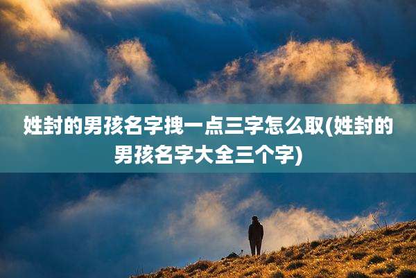 姓封的男孩名字拽一点三字怎么取(姓封的男孩名字大全三个字)