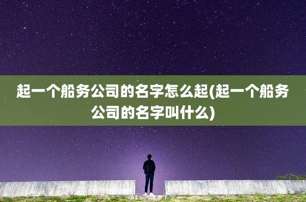 起一个船务公司的名字怎么起(起一个船务公司的名字叫什么)