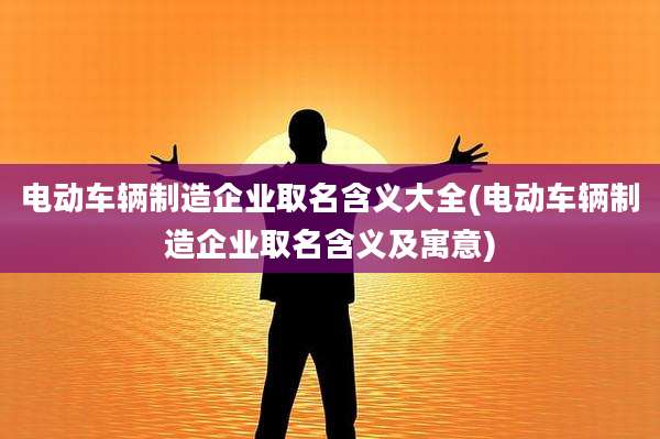 电动车辆制造企业取名含义大全(电动车辆制造企业取名含义及寓意)