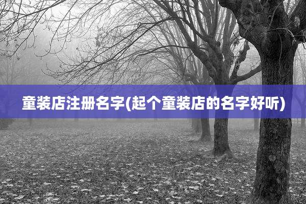 童装店注册名字(起个童装店的名字好听)