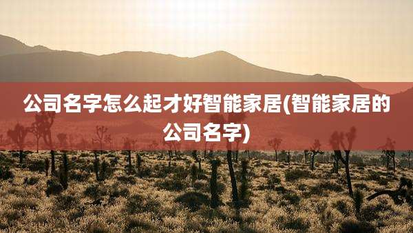 公司名字怎么起才好智能家居(智能家居的公司名字)