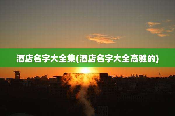 酒店名字大全集(酒店名字大全高雅的)