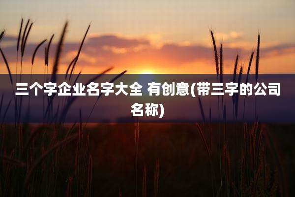 三个字企业名字大全 有创意(带三字的公司名称)