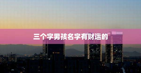 三个字男孩名字有财运的