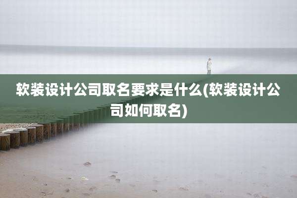 软装设计公司取名要求是什么(软装设计公司如何取名)