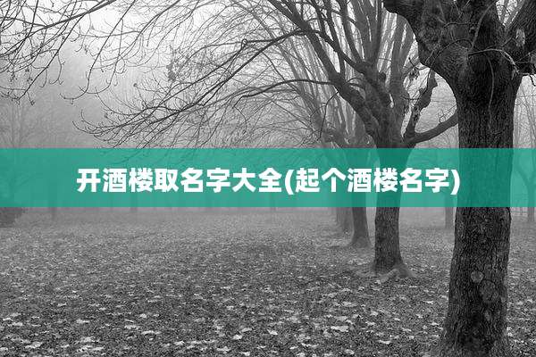 开酒楼取名字大全(起个酒楼名字)