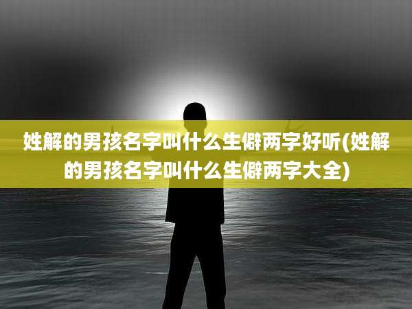 姓解的男孩名字叫什么生僻两字好听(姓解的男孩名字叫什么生僻两字大全)