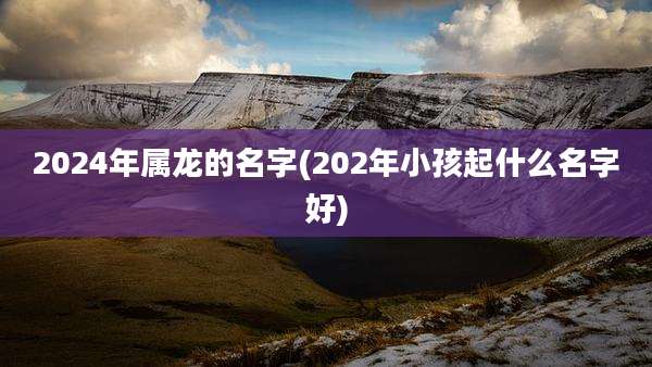 2024年属龙的名字(202年小孩起什么名字好)