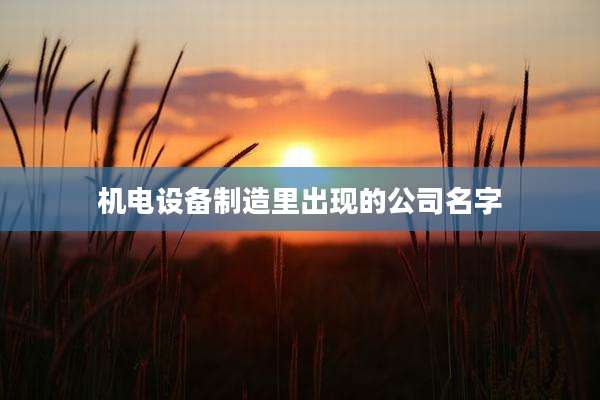 机电设备制造里出现的公司名字