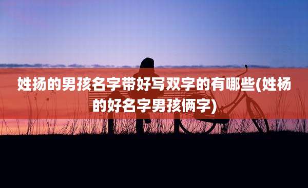 姓扬的男孩名字带好写双字的有哪些(姓杨的好名字男孩俩字)