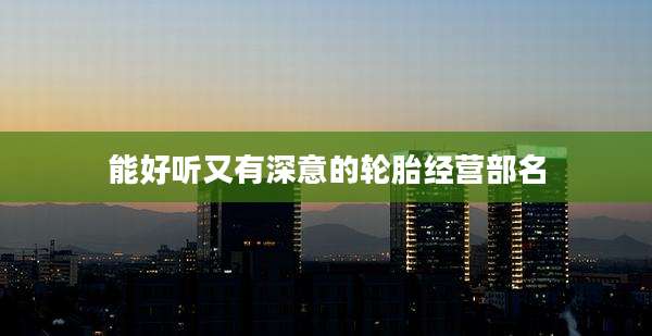 能好听又有深意的轮胎经营部名