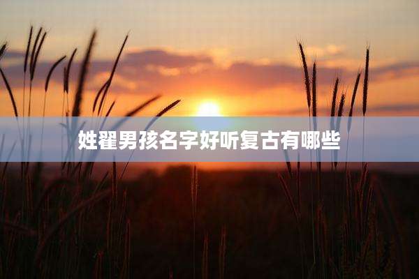 姓翟男孩名字好听复古有哪些
