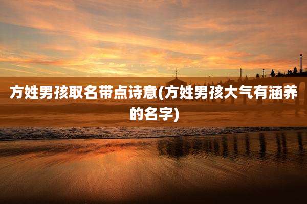 方姓男孩取名带点诗意(方姓男孩大气有涵养的名字)